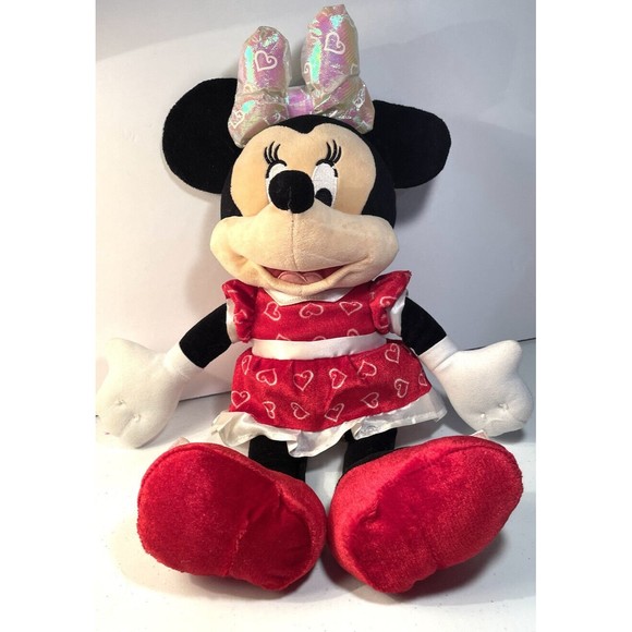 16" Disney Minnie Mouse Doll Talking Plush Light Up Bow Red Dress W/Hearts - Picture 1 of 2